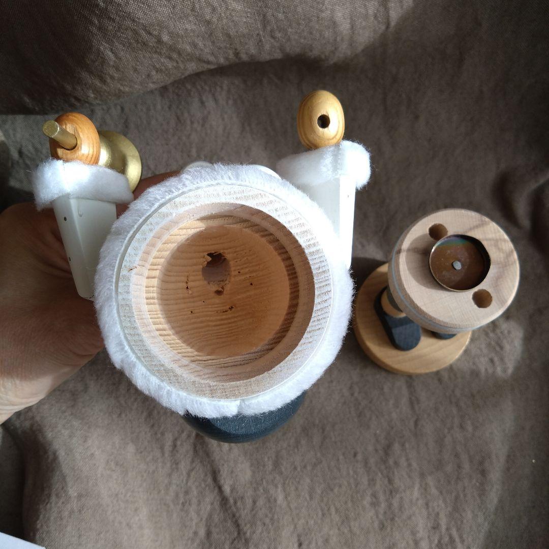 木製サンタクロース 置物 ベル付き