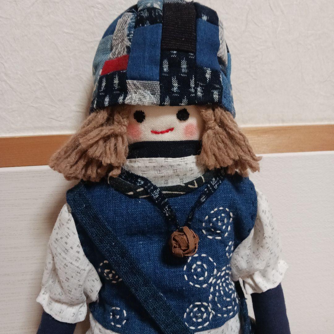 古布リメイク～古布人形パッチワーク刺し子山葡萄バック&ネックレス