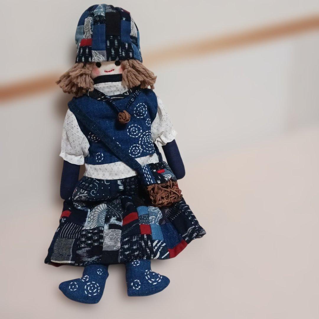 古布リメイク～古布人形パッチワーク刺し子山葡萄バック&ネックレス