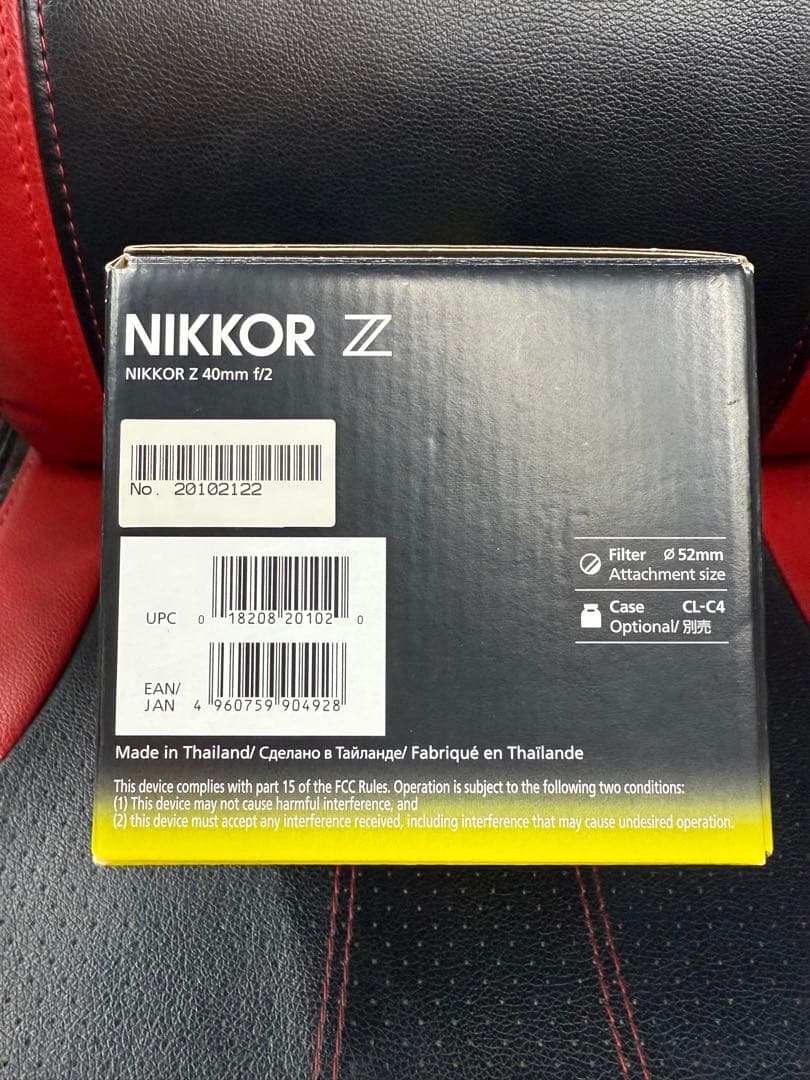 未使用　Nikon 単焦点レンズ NIKKOR Z 40mm f/2 Zマウント