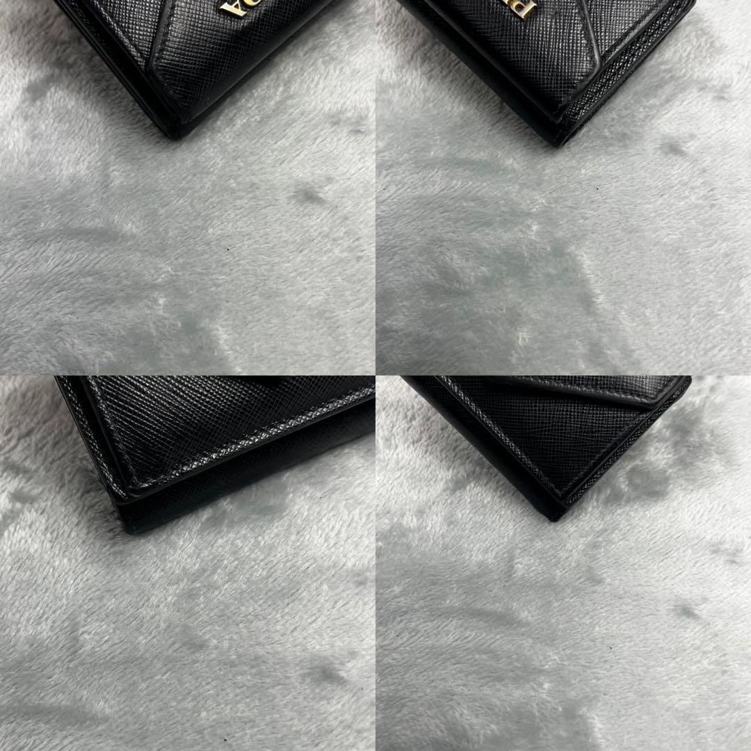 Prada プラダ 3つ折り財布 ブラック 黒 サフィアーノレザー