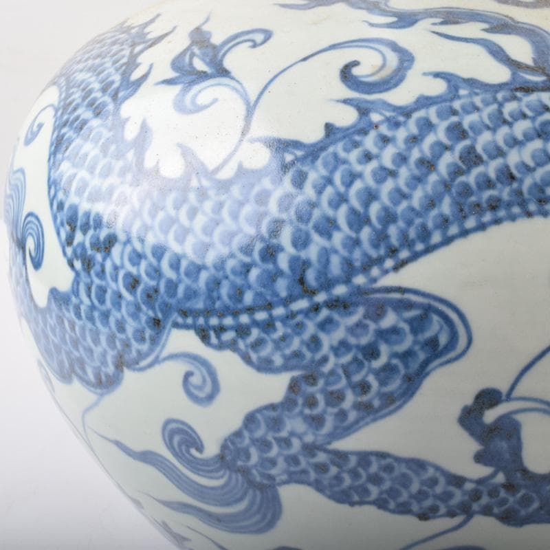 げげげ　中国　青花　龍花文　長頸瓶　高さ約37cm　C　7177A