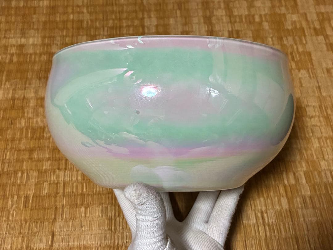 茶道具 ガラス 平水指 花押 永田宗伴書付 共箱 表千家 煎茶道具