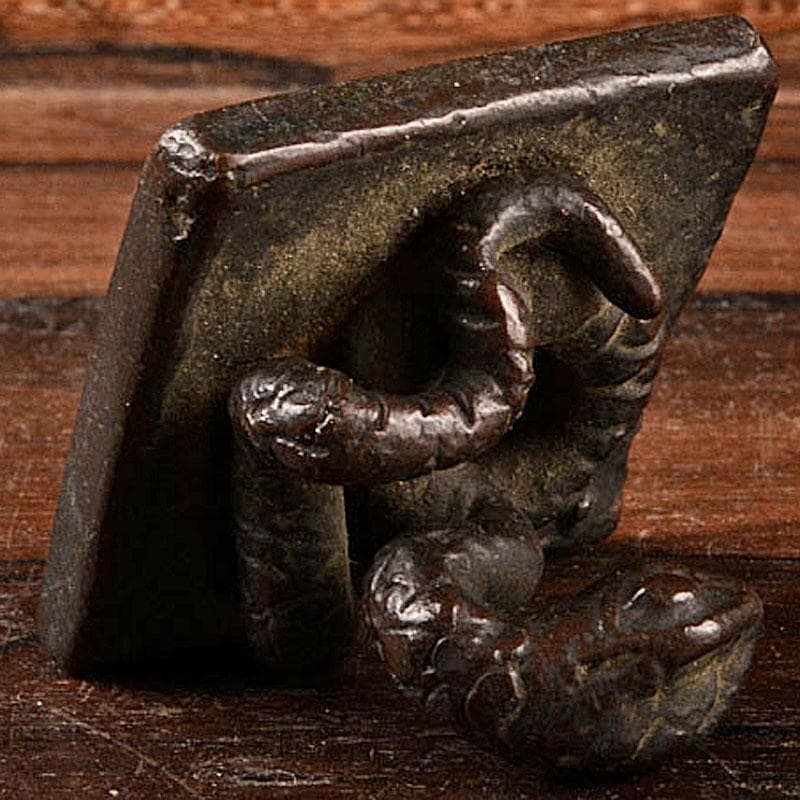 中国　古銅宣徳銅　蛇置物　蛇摘印材　V　R4737