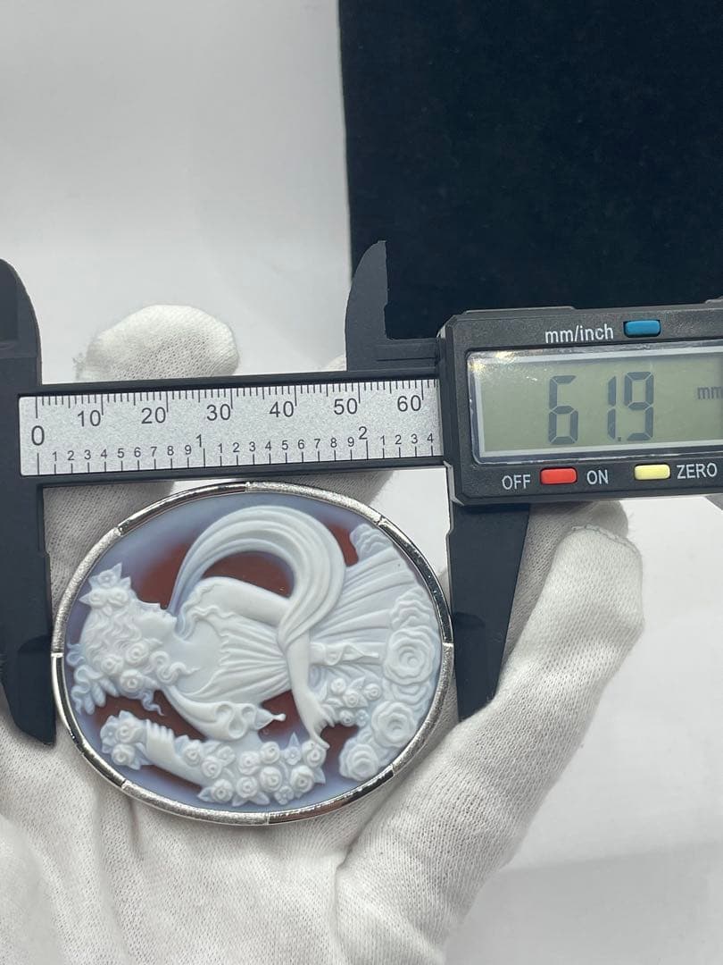 メノウカメオブローチ　ネックレストップ　2way silver 希少　特大