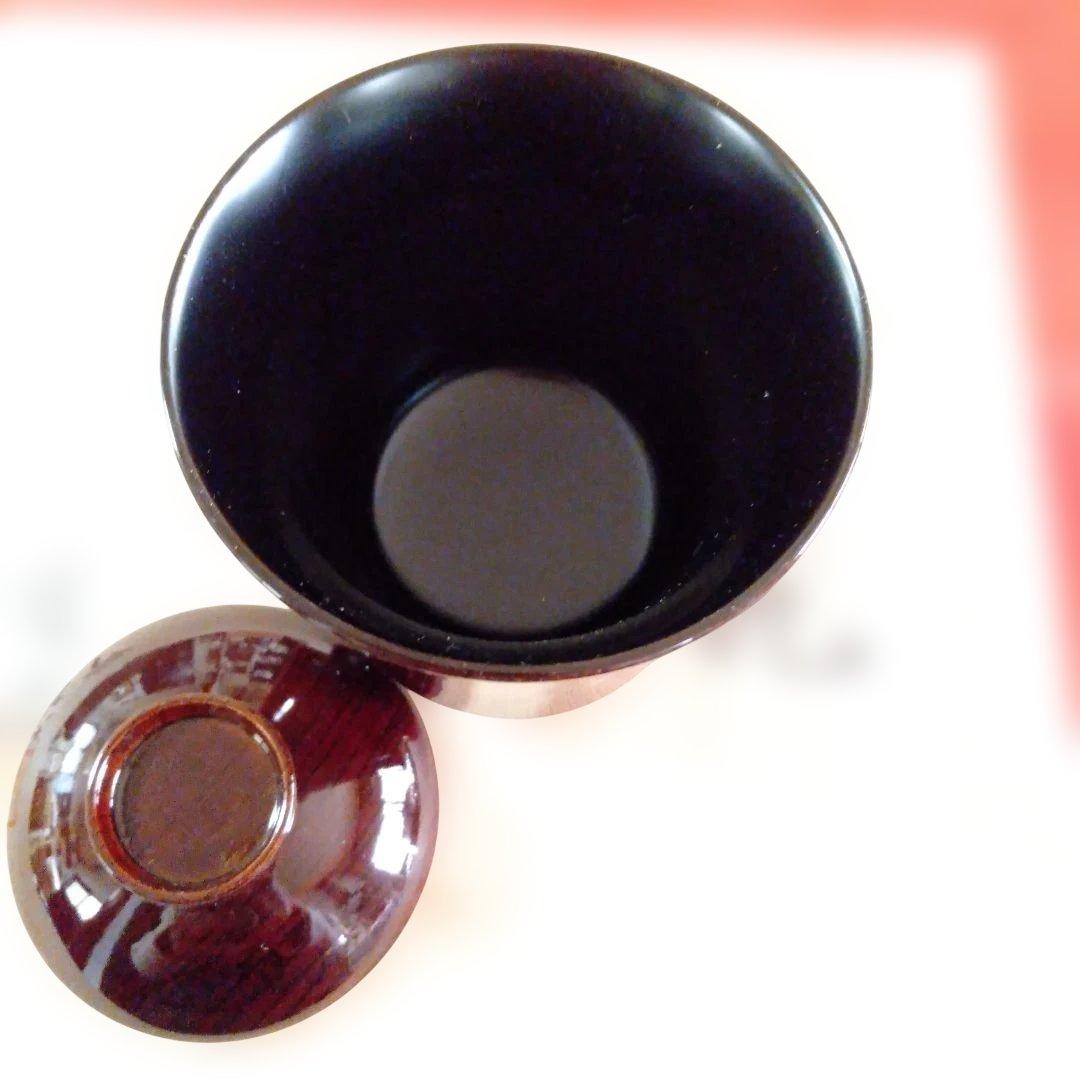 木製溜塗　箸洗椀五客　未使用品