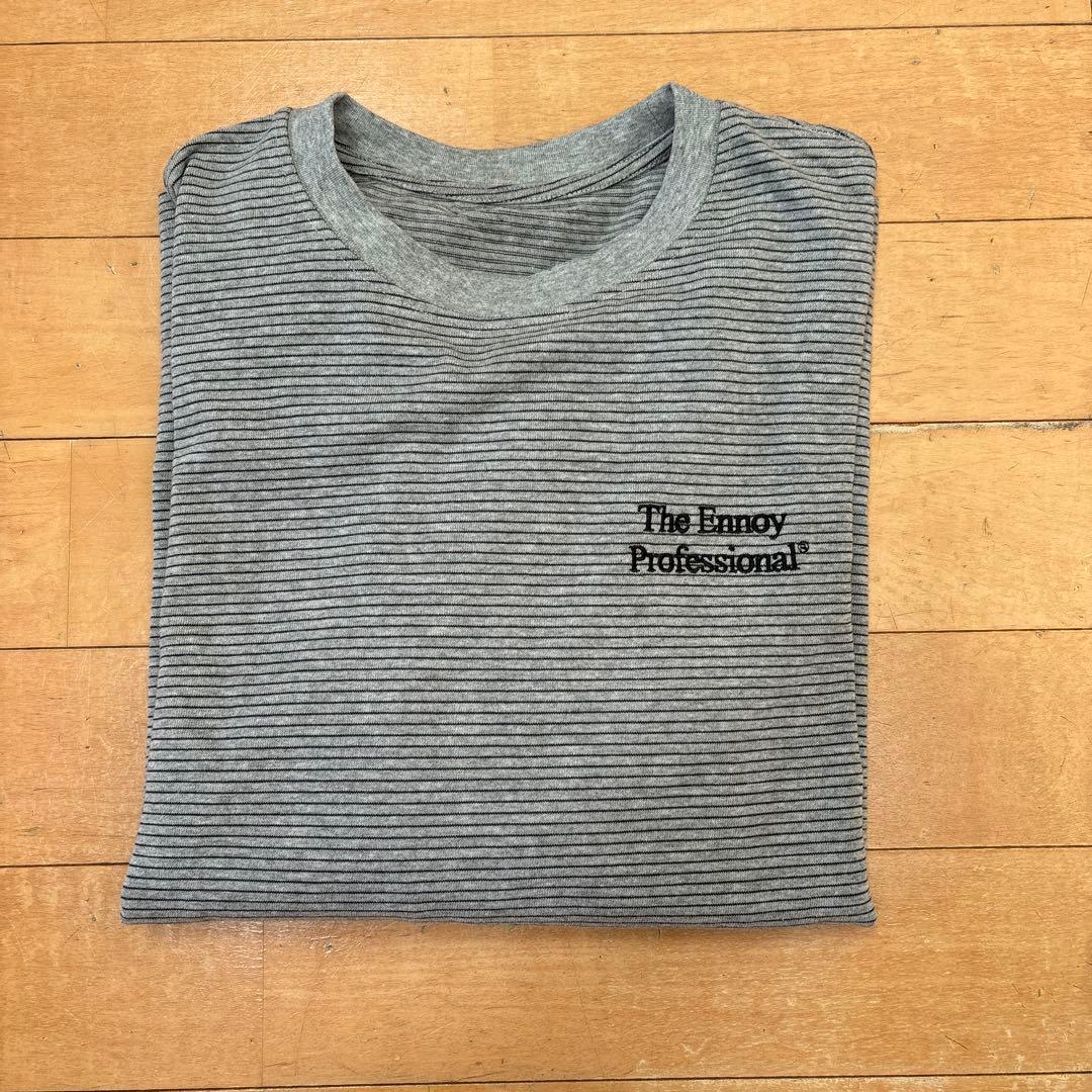 【完売品】ennoy ロンT グレー xネイビー ボーダー XL