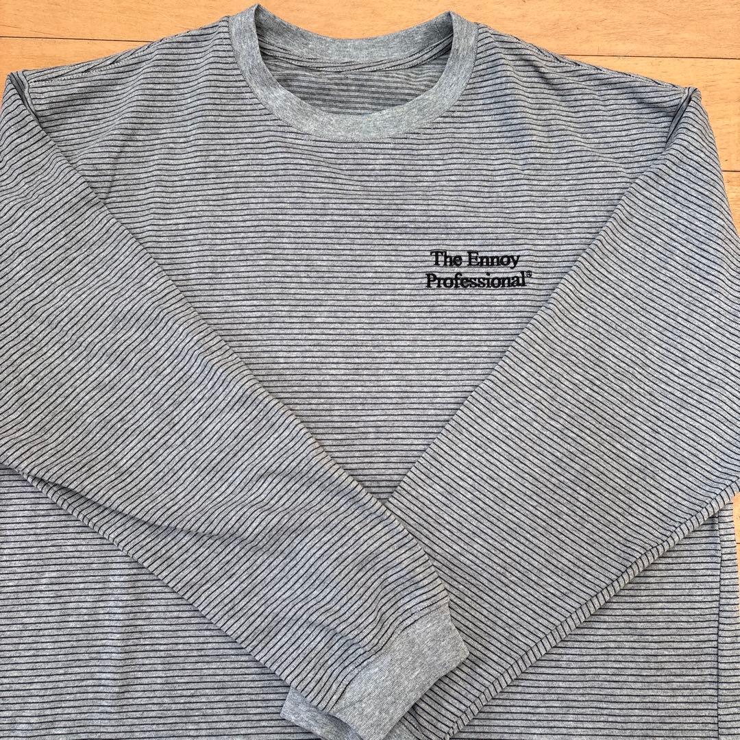 【完売品】ennoy ロンT グレー xネイビー ボーダー XL