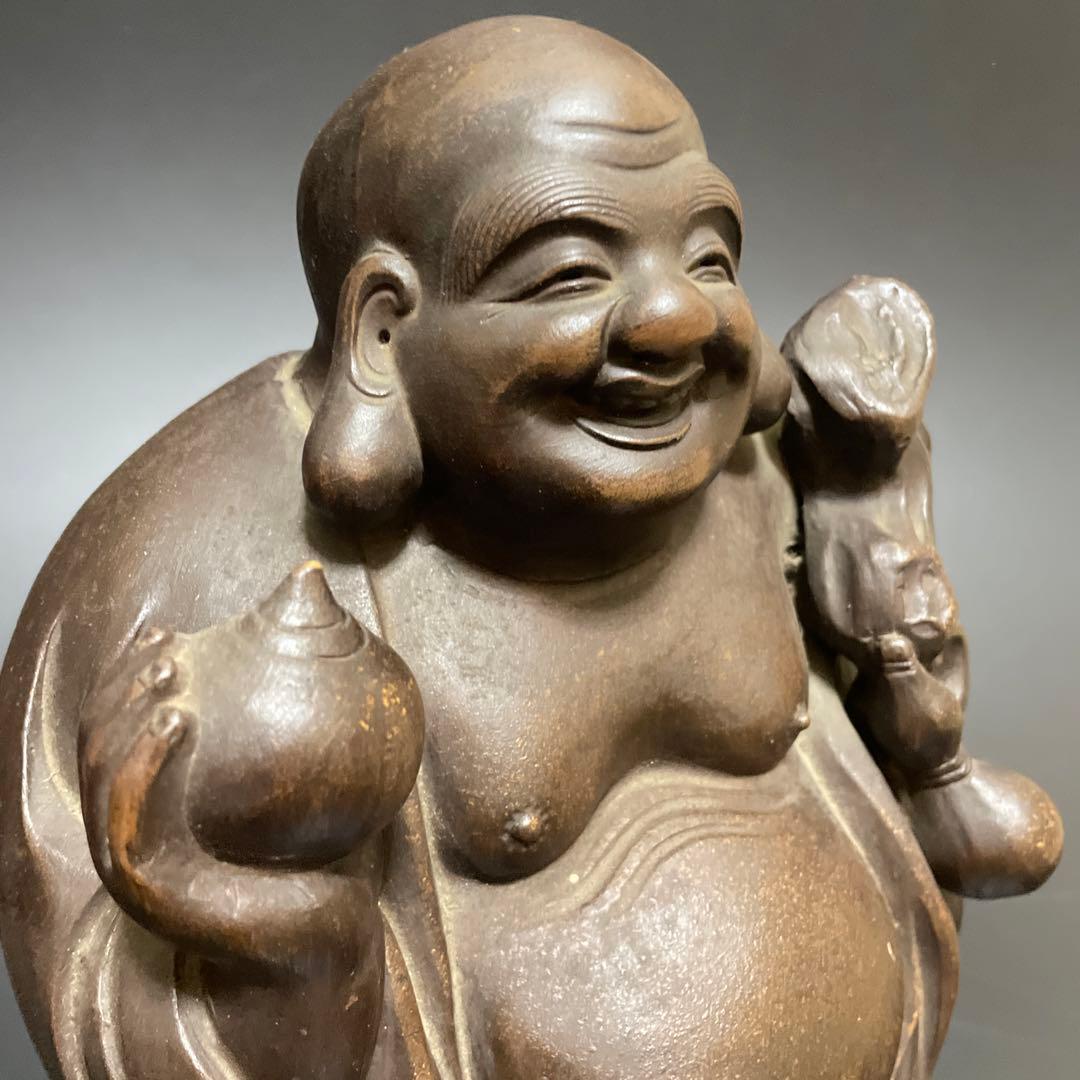 時代物　備前焼　特大　布袋様　友敬作　七福神
