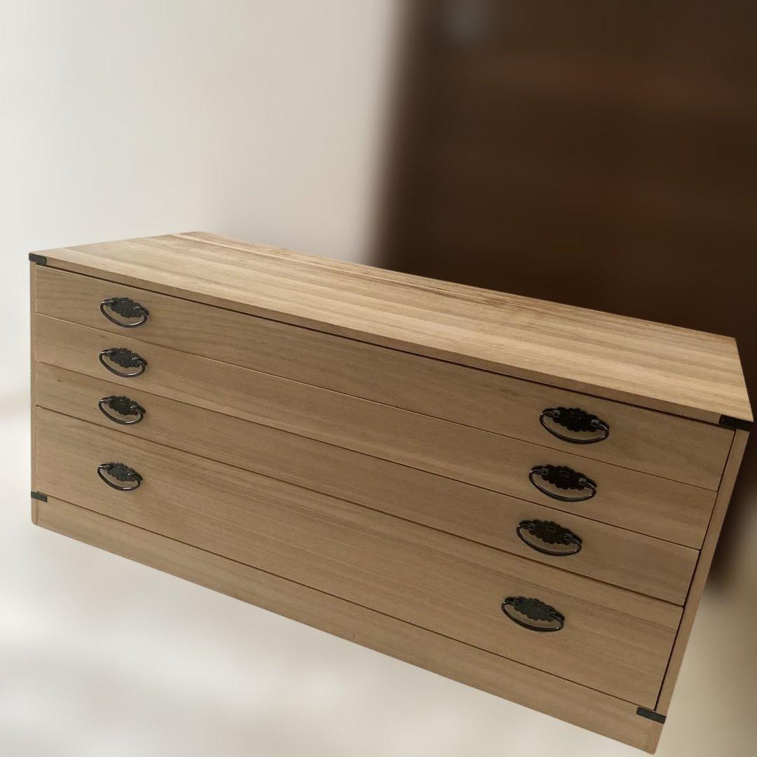 天然木製 4段タンス　桐箪笥　和装箪笥　着物