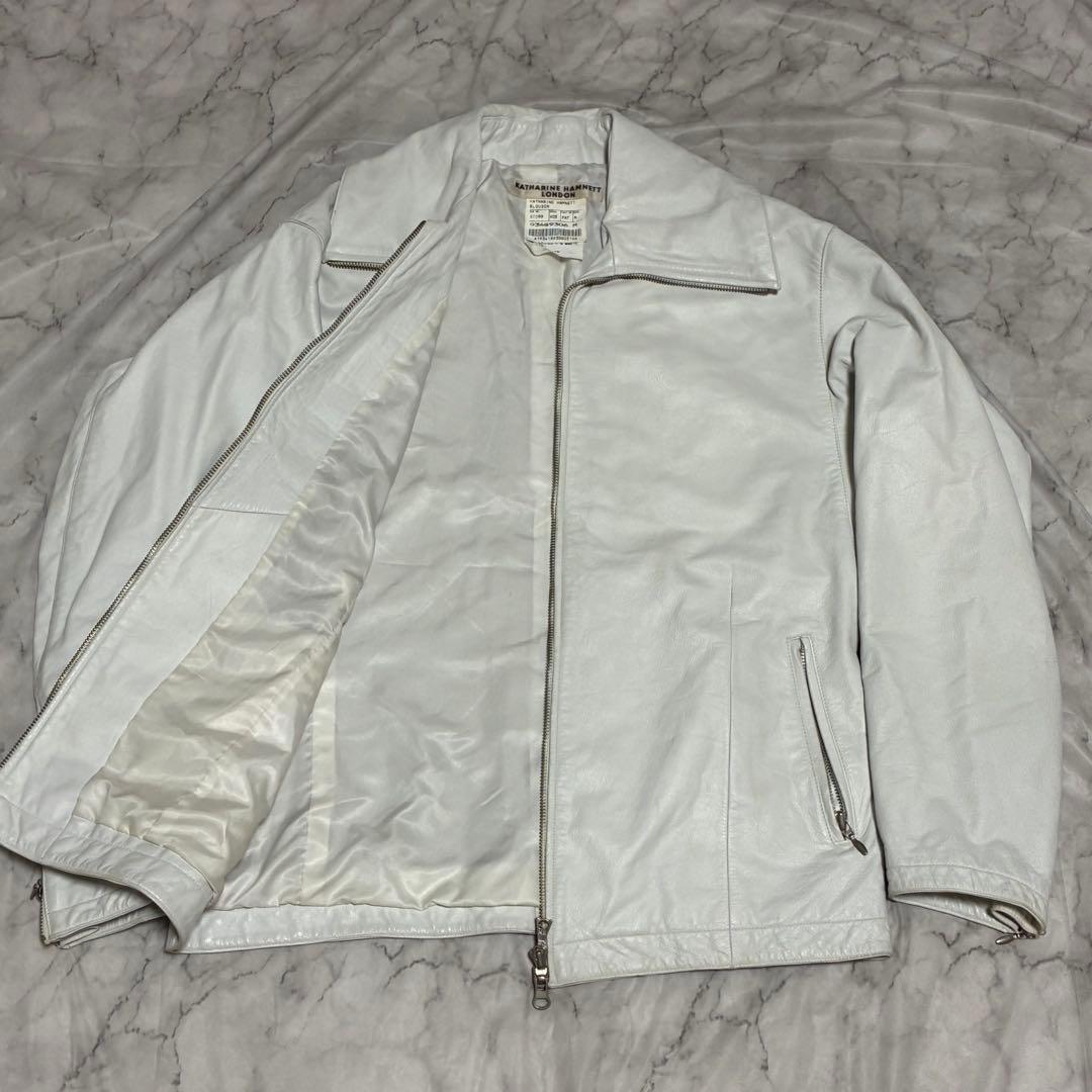 KATHARINE HAMNETT LONDON 本革 牛革 ライダース 白
