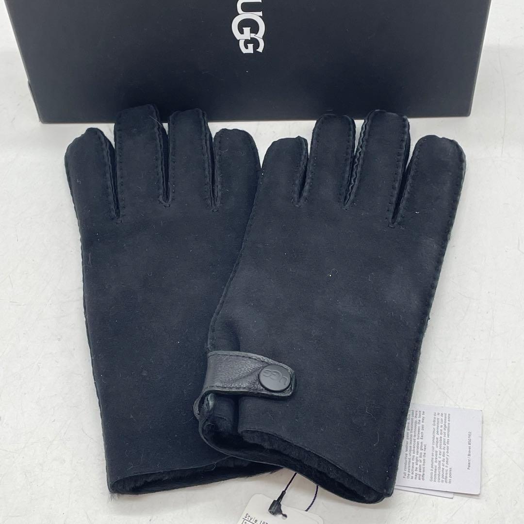 KO1546□アグ手袋 シープスキン グローブ ブラック メンズ Mサイズ