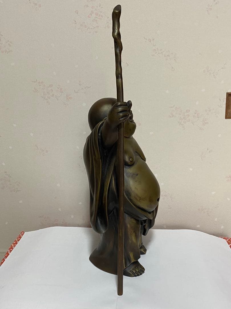 ♦️銅器 布袋様立像 置物飾り 高岡銅器？中国 真鍮製 高さ45.3cm 骨董品