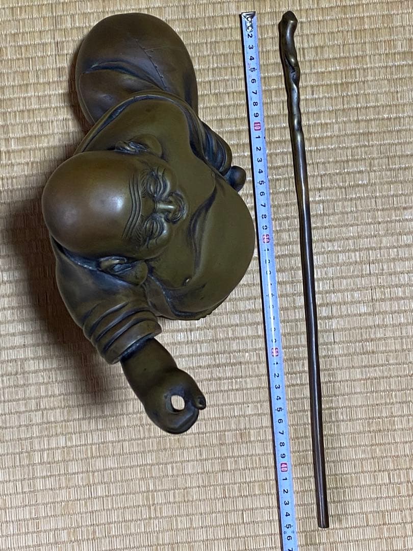 ♦️銅器 布袋様立像 置物飾り 高岡銅器？中国 真鍮製 高さ45.3cm 骨董品