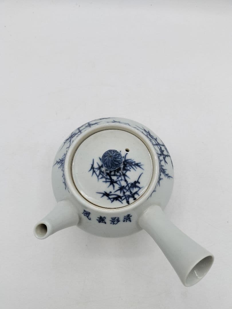 c733 煎茶器セット 染付　竹 「清影揺風」湲仙 5客 茶道具 古物