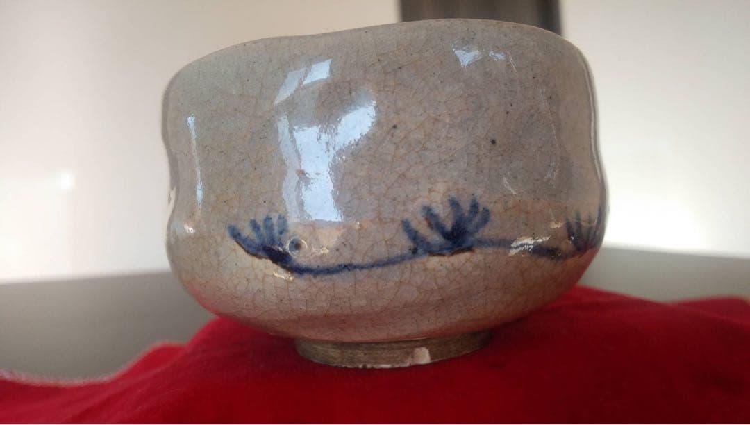 清水焼　京焼　鉄絵　染付　金魚　茶碗　アンティーク　オブジェ