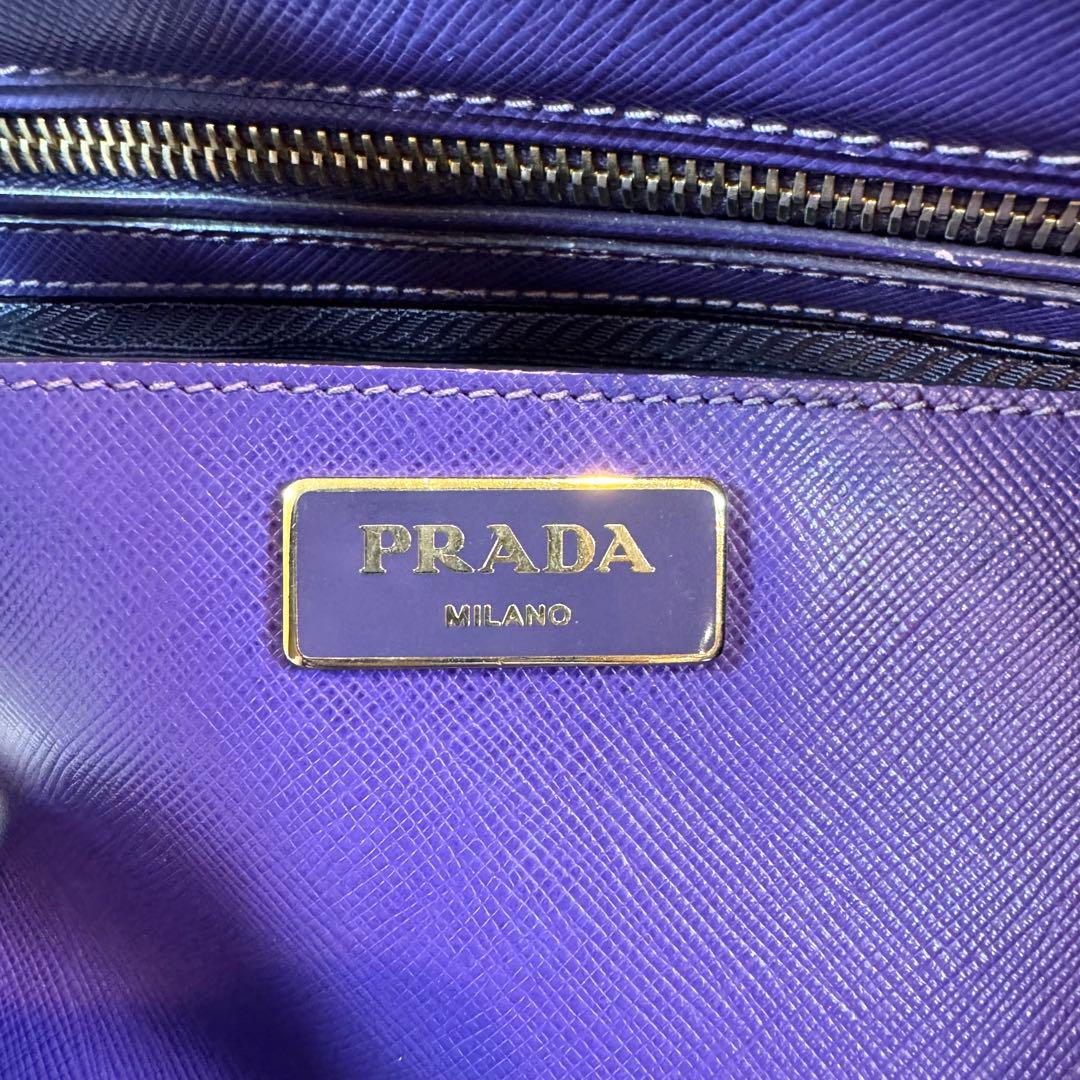 人気✨プラダ ハンドバッグ ガレリア サフィアーノ パープル 三角ロゴ レザー