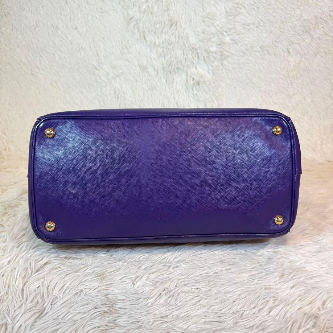 人気✨プラダ ハンドバッグ ガレリア サフィアーノ パープル 三角ロゴ レザー
