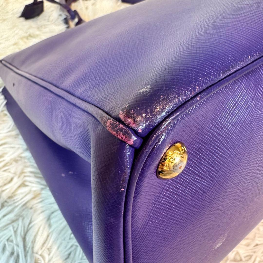 人気✨プラダ ハンドバッグ ガレリア サフィアーノ パープル 三角ロゴ レザー