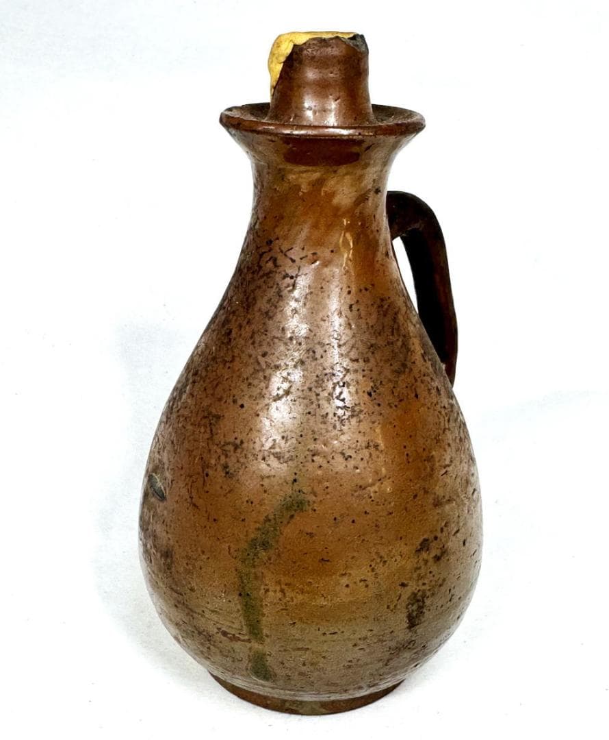 李朝 茶褐釉 手付灯火器油壺 伝世品焼物 古玩 骨董 朝鮮古美術 WWTT225