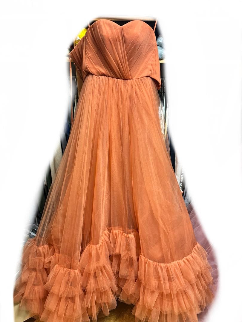 オレンジ フリル カラードレス イサムモリタ風