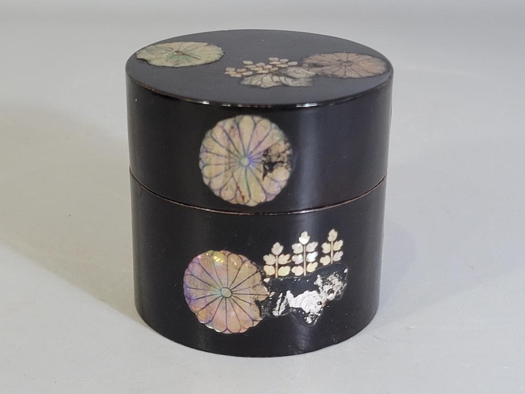 古美術 中次 螺鈿 高台寺 棗 長寛造 共箱 茶道具