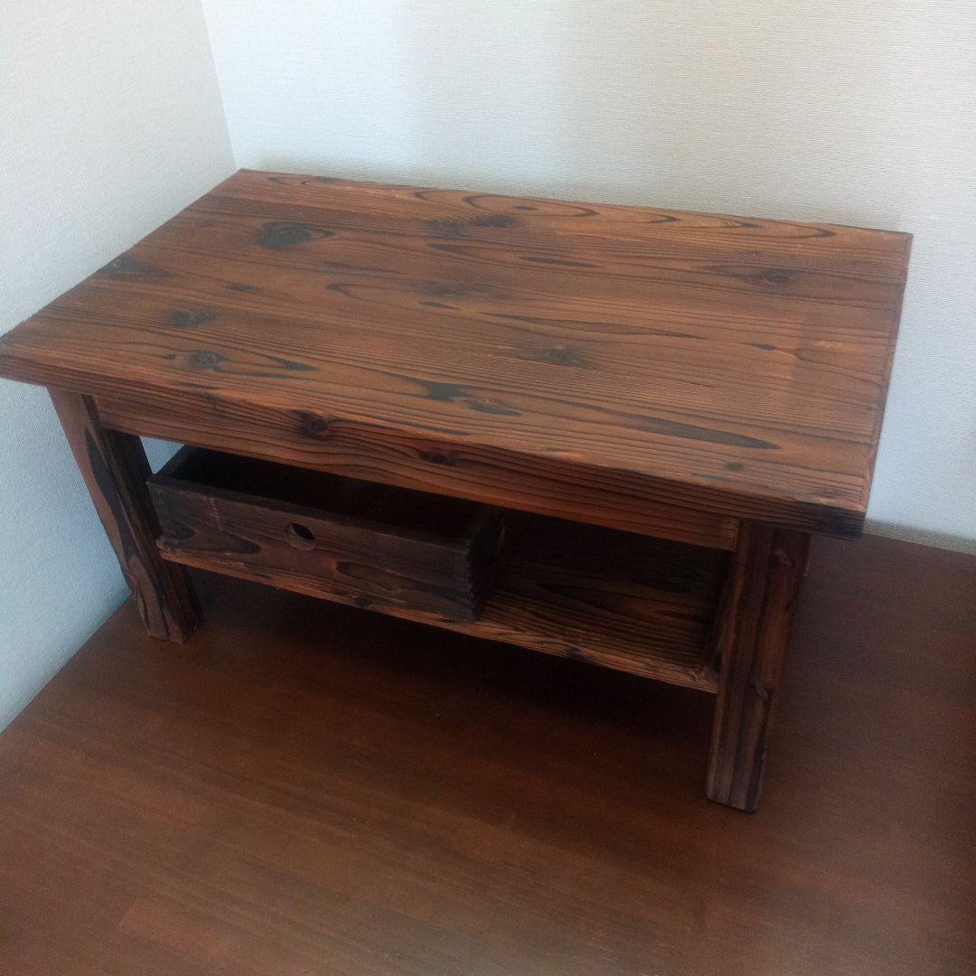 焼杉テーブル箱付き（ハンドメイド）