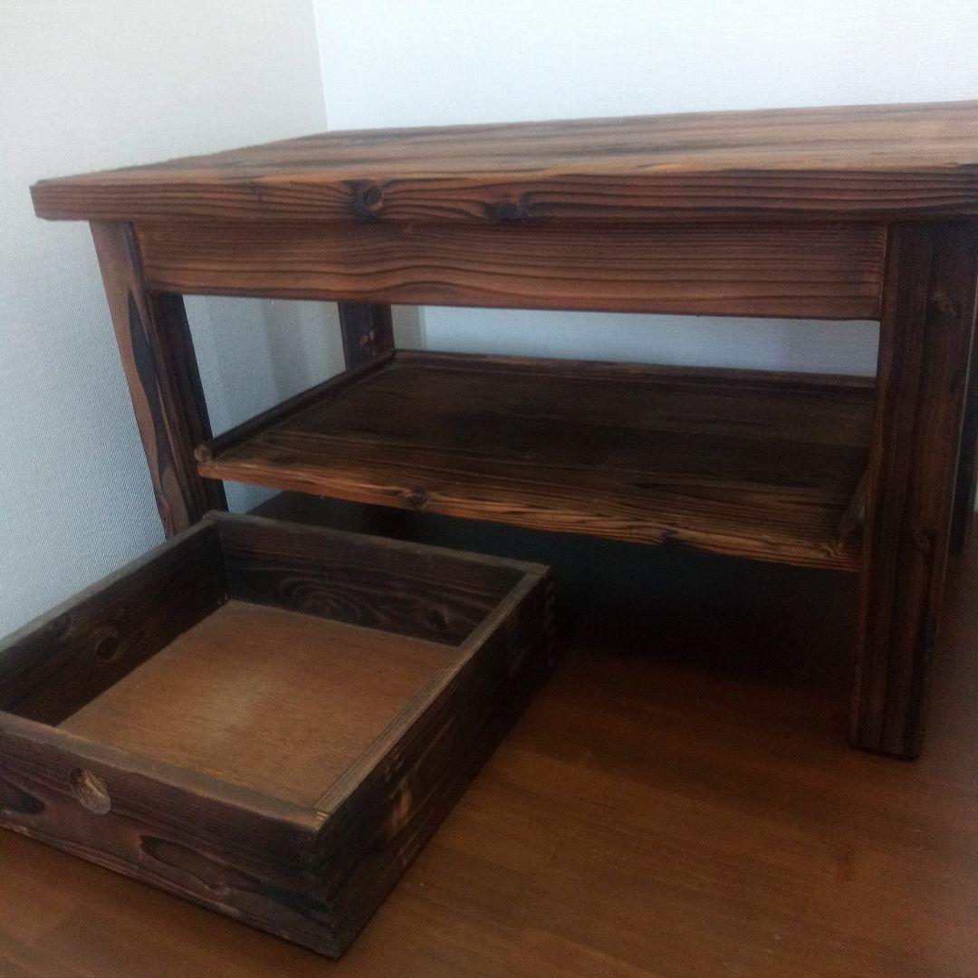 焼杉テーブル箱付き（ハンドメイド）