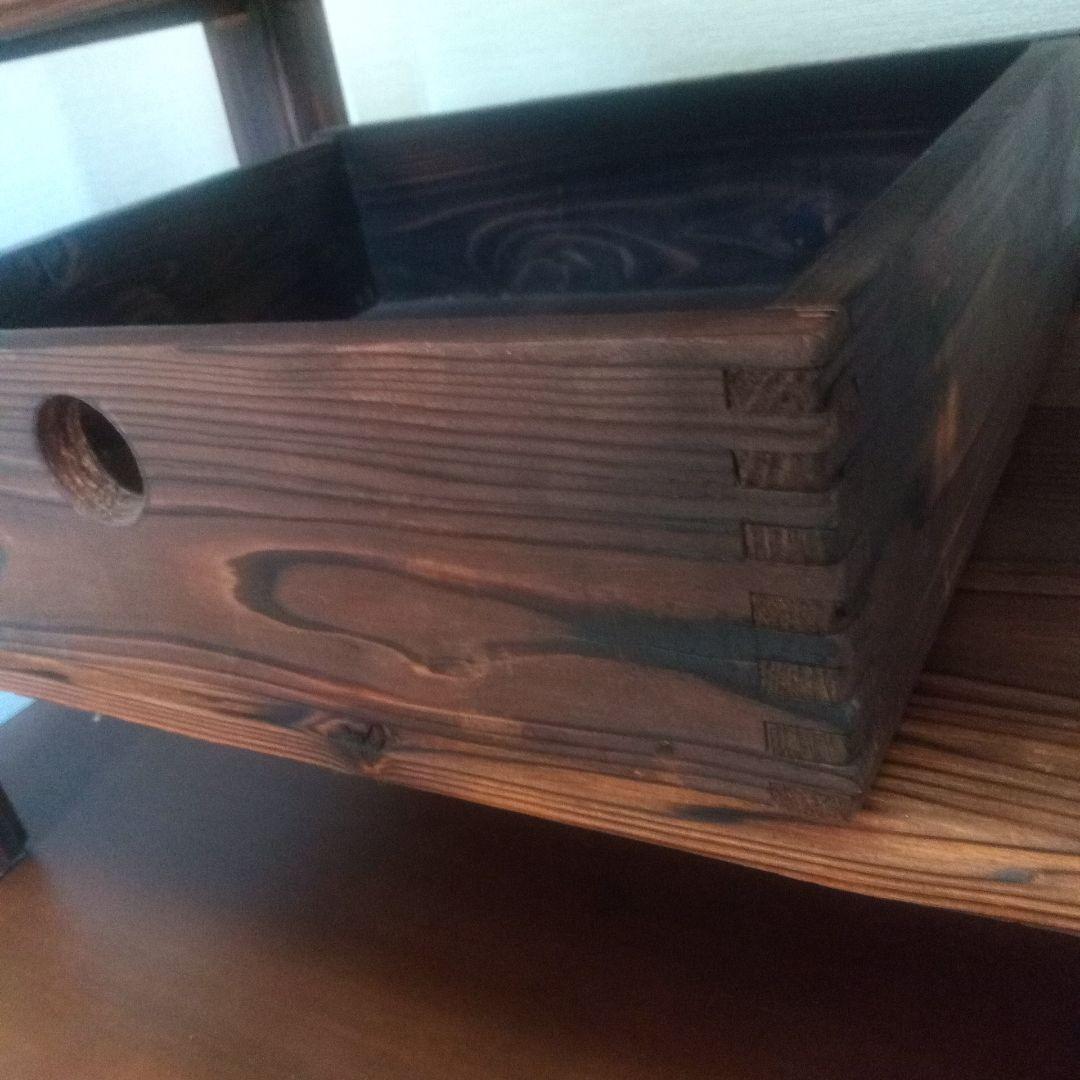 焼杉テーブル箱付き（ハンドメイド）