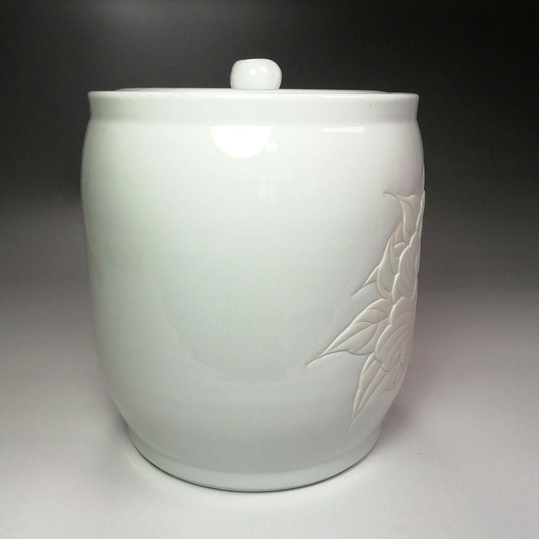 Ｓ３８４　水指　『出石焼』『花刻紋』『小嶋昇山作』　共箱　茶道具