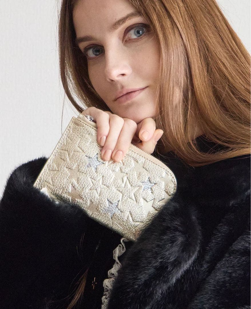 タイムセール新品未使用　サロンドアルファード　スリースターL字ミニ財布　ガンメタ