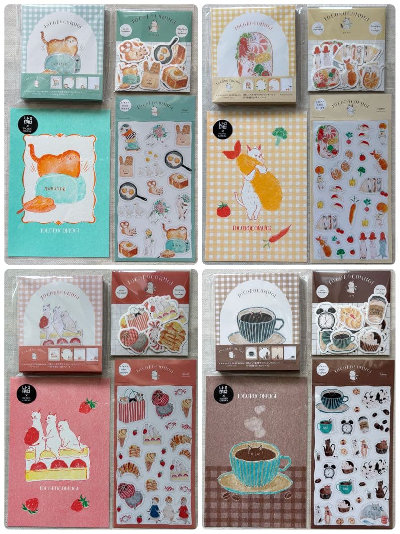 トコロコムギ古川紙工　メモ　ポストカード　和紙フレークシール　透明シール　セット