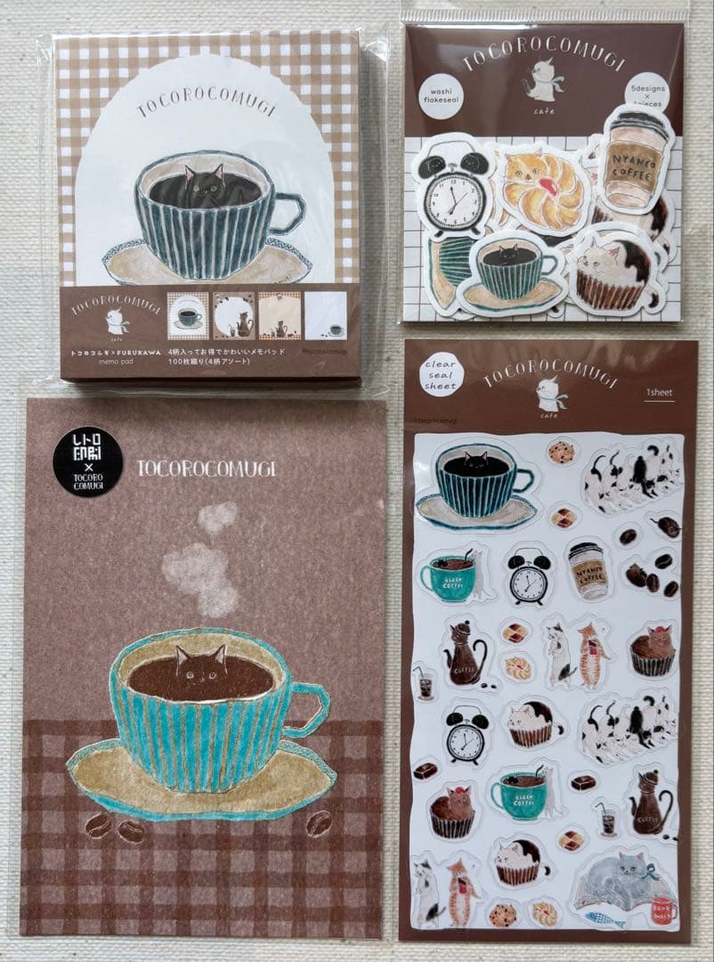 トコロコムギ古川紙工　メモ　ポストカード　和紙フレークシール　透明シール　セット