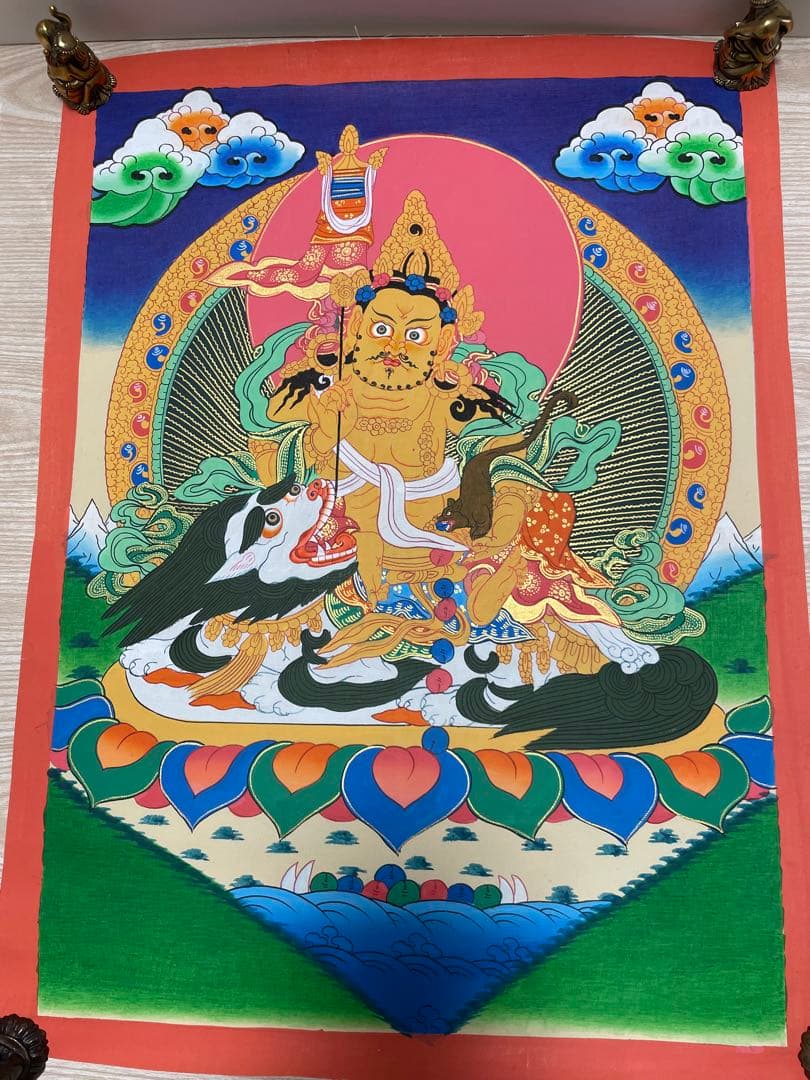 《 チベット密教　1点物 》 手描き　曼荼羅　クベラ　財宝神　宝蔵神　仏教　密教