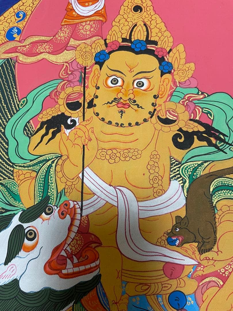 《 チベット密教　1点物 》 手描き　曼荼羅　クベラ　財宝神　宝蔵神　仏教　密教