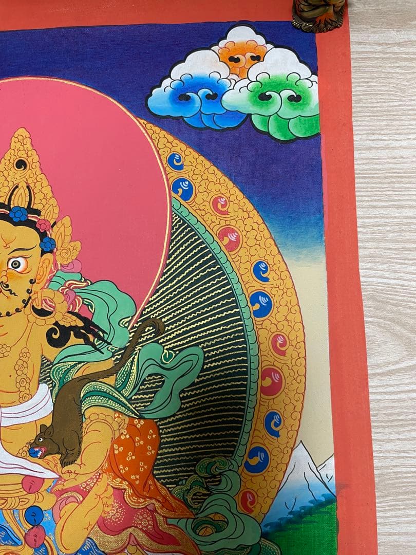 《 チベット密教　1点物 》 手描き　曼荼羅　クベラ　財宝神　宝蔵神　仏教　密教