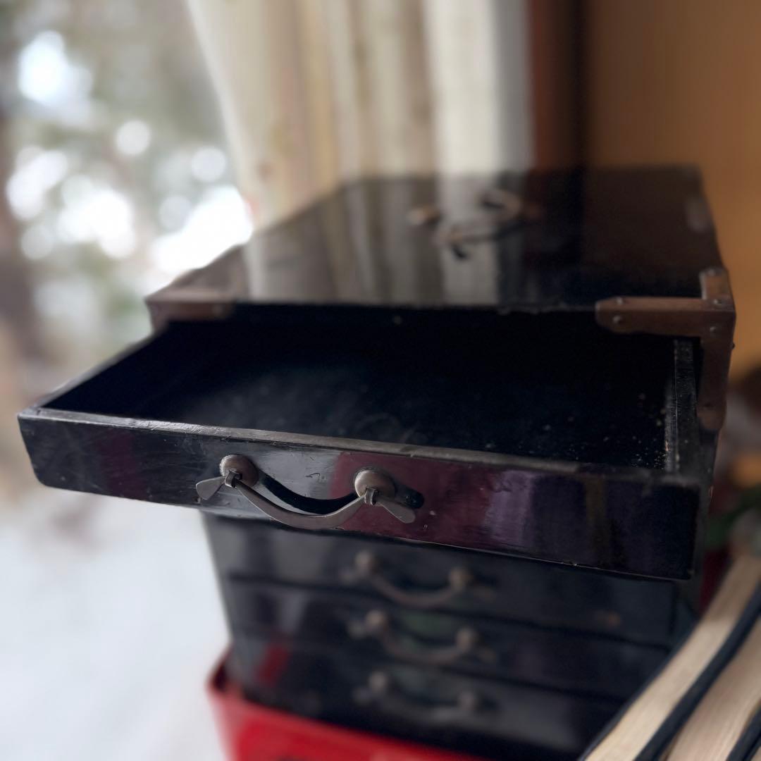 2173様感謝‼️JAPAN手文庫江戸明治期提手付小抽斗収納経典5冊霊鑑1冊　1竿