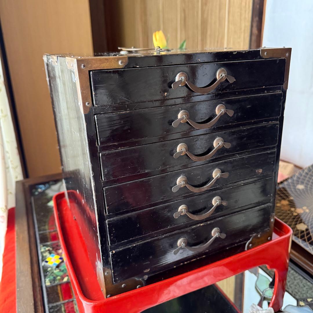 2173様感謝‼️JAPAN手文庫江戸明治期提手付小抽斗収納経典5冊霊鑑1冊　1竿