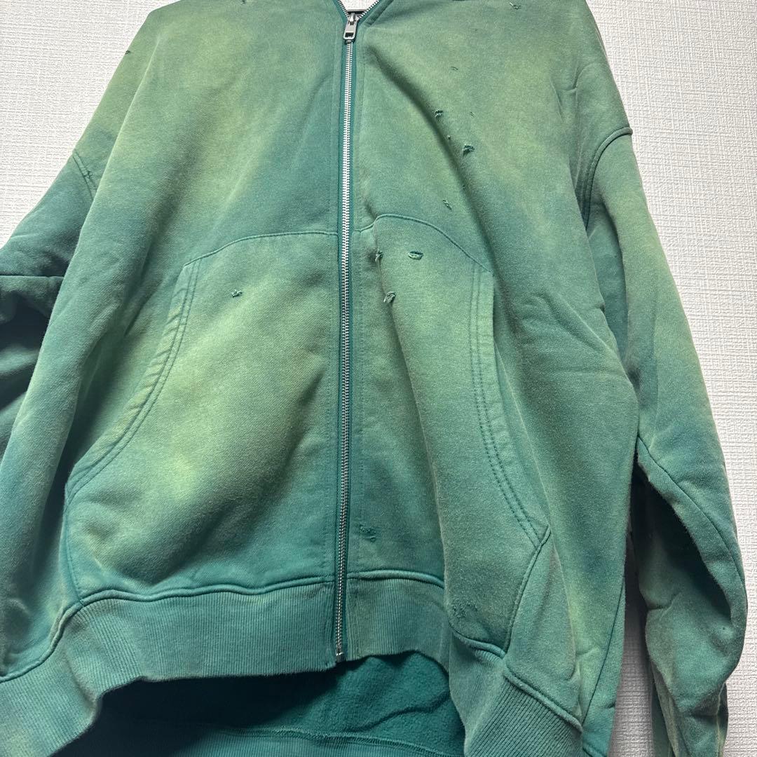 翌日発送　セントマイケル グラデーショングリーン ジップアップ フーディー