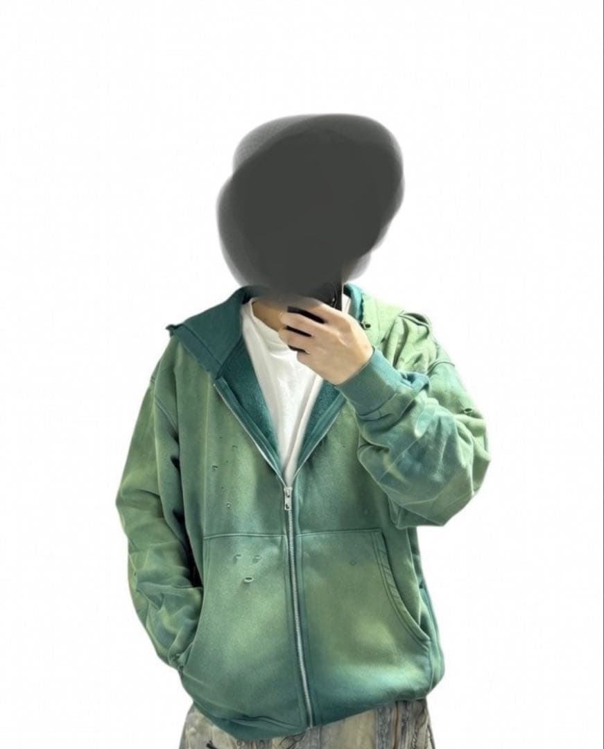 翌日発送　セントマイケル グラデーショングリーン ジップアップ フーディー