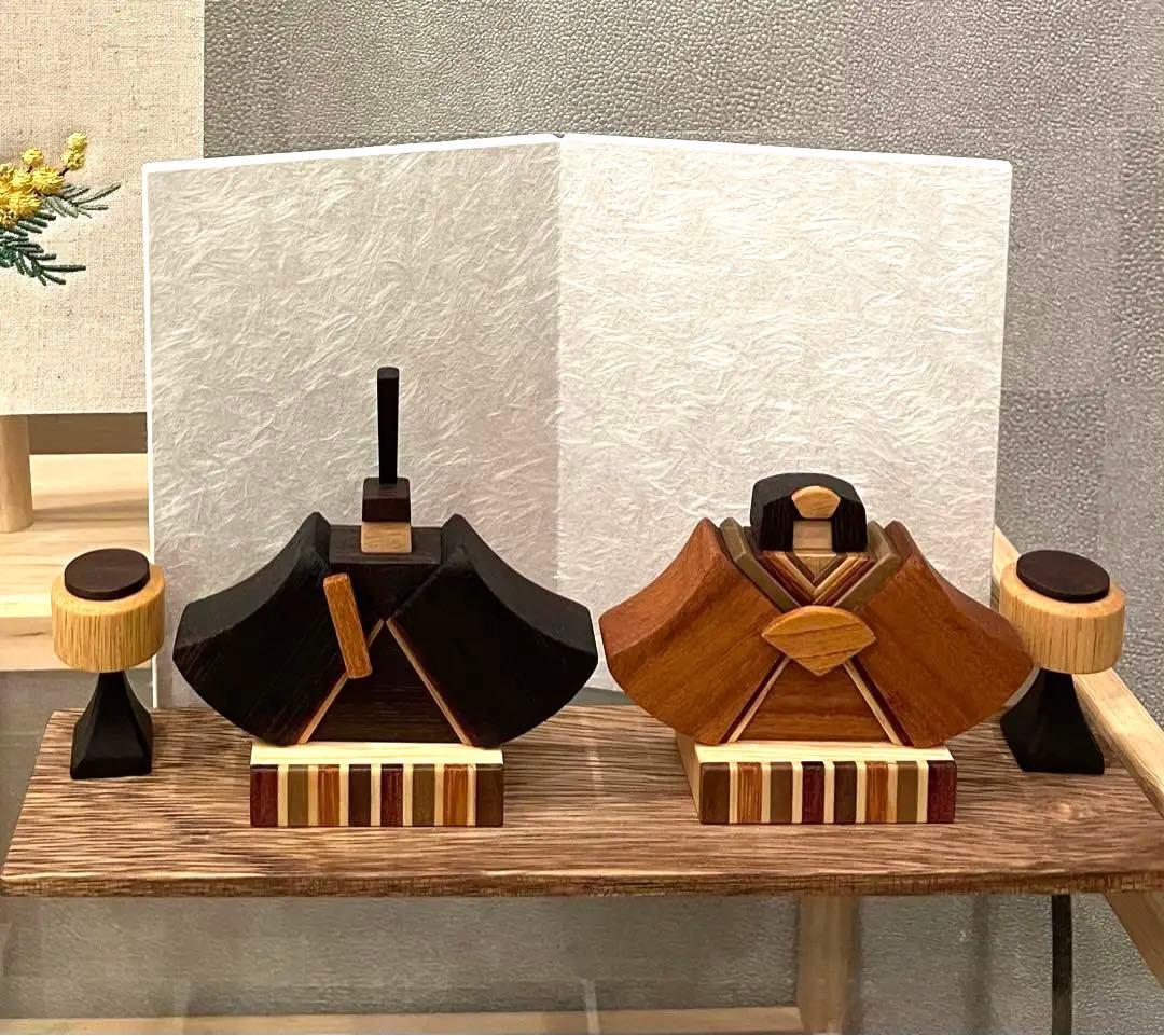木製 雛人形 ひな祭り コンパクト 【ほぼ新品・未使用】