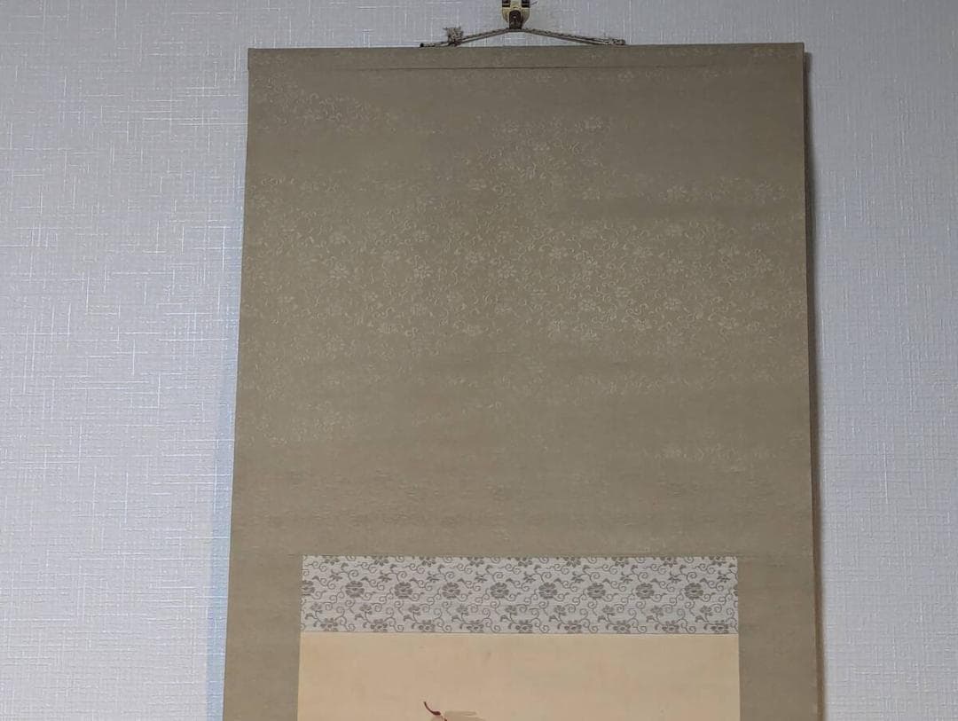 【模写】掛軸　川合玉堂　白菊に赤とんぼ図　秋の風情　日本画逸品　T98