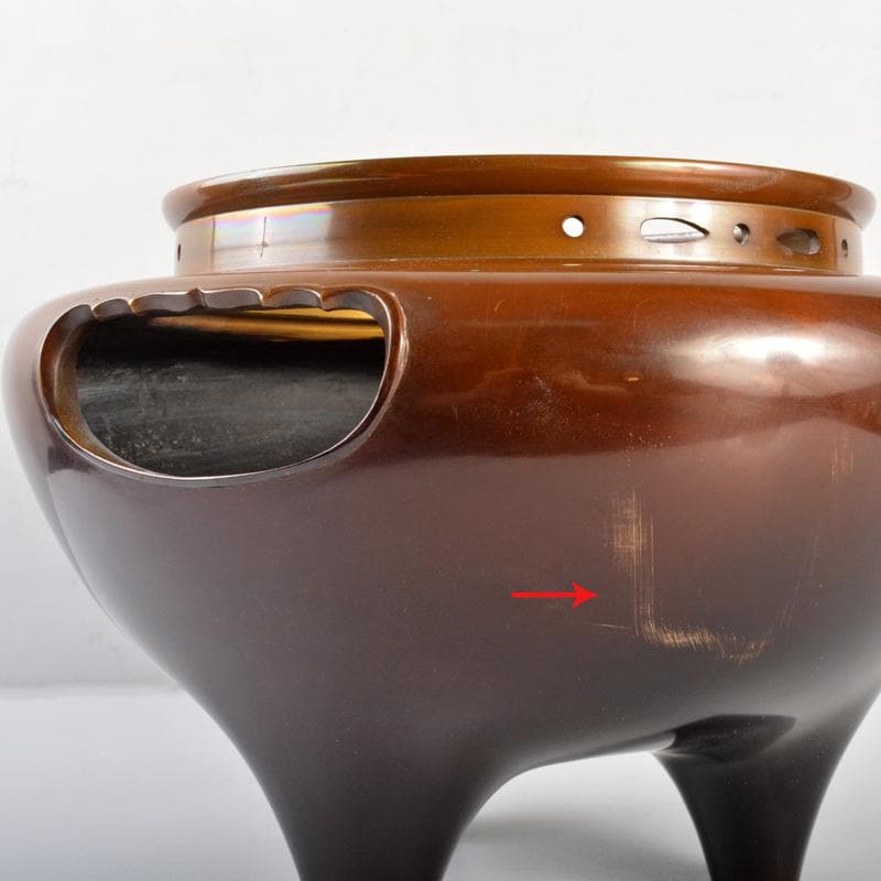 茶道具　鋳師　吉田和正造　唐銅　朝鮮風炉　鉄釜添　共箱　M　6072C