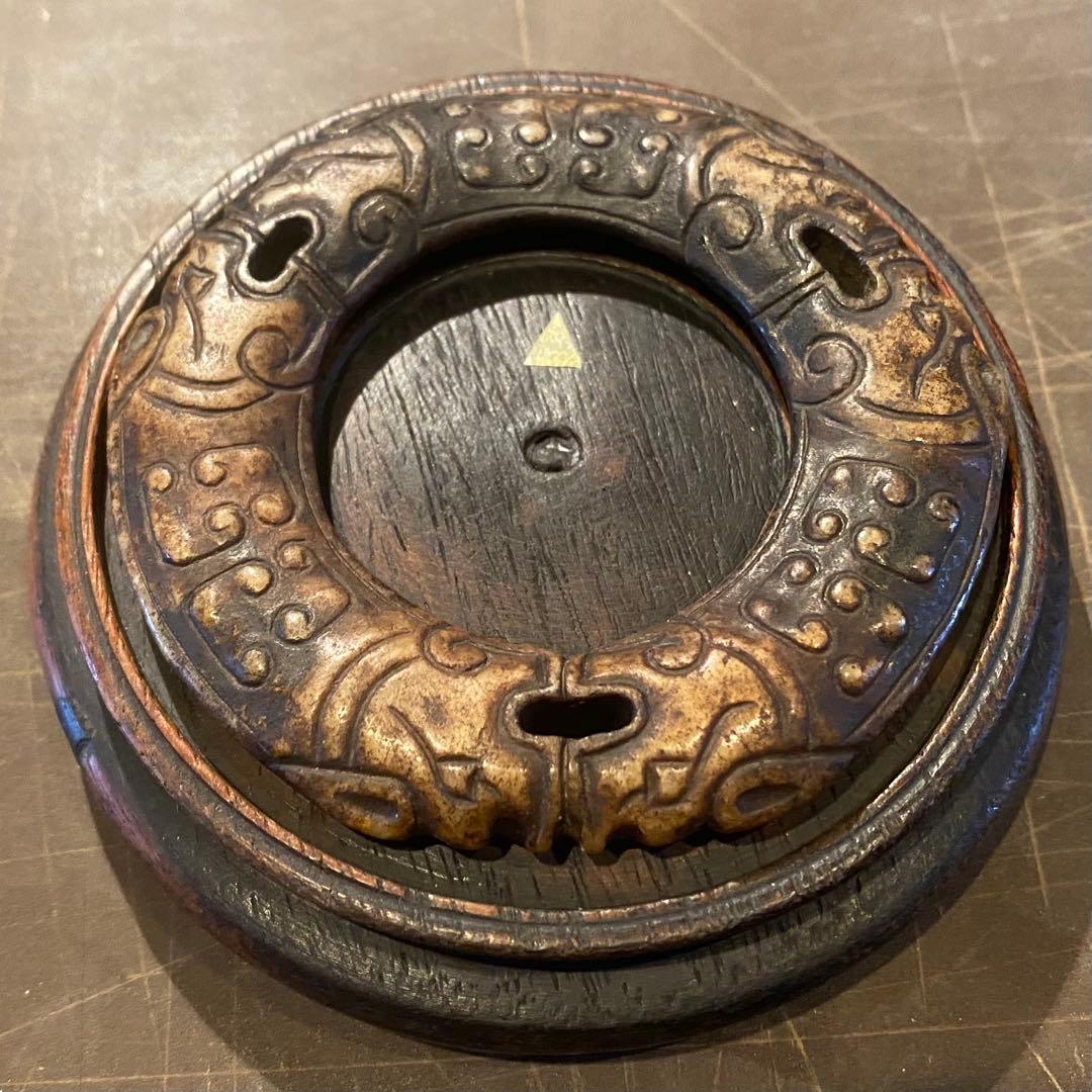 古墨玉　和田玉 瑞獣　鑑賞台３点セット ・ヴィンテージ　レア 鼻煙壺・台湾茶器