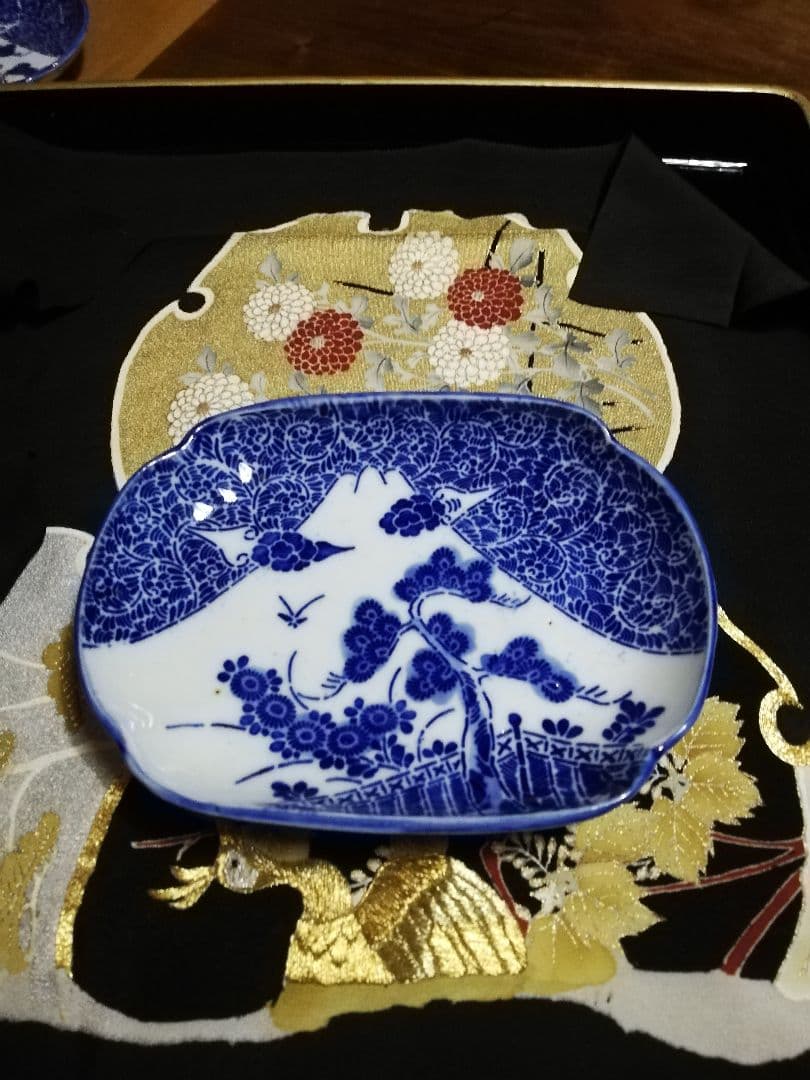 明治の印判6枚人気の富士山(富士に松、菊)草唐草