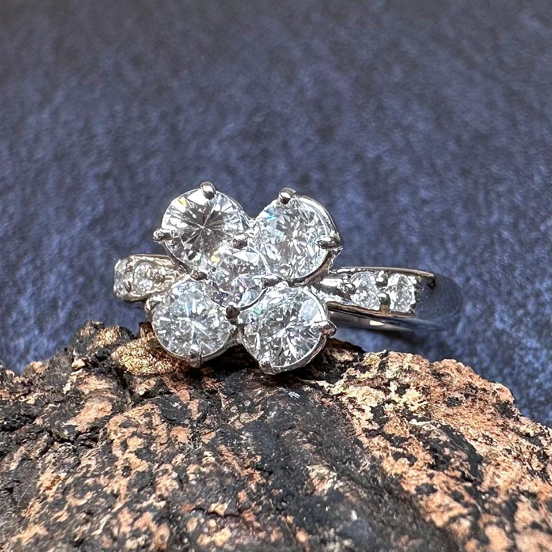 【M】PT900 ダイヤモンド 1.026ct リング フラワーモチーフ
