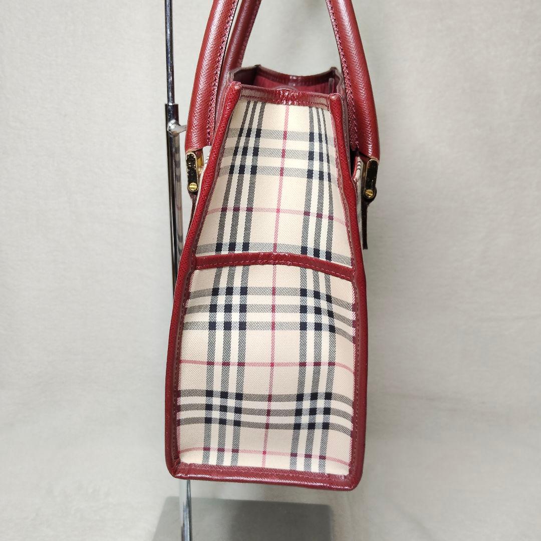 高級 バーバリー サフィアーノレザー ノバチェック ハンドバック
