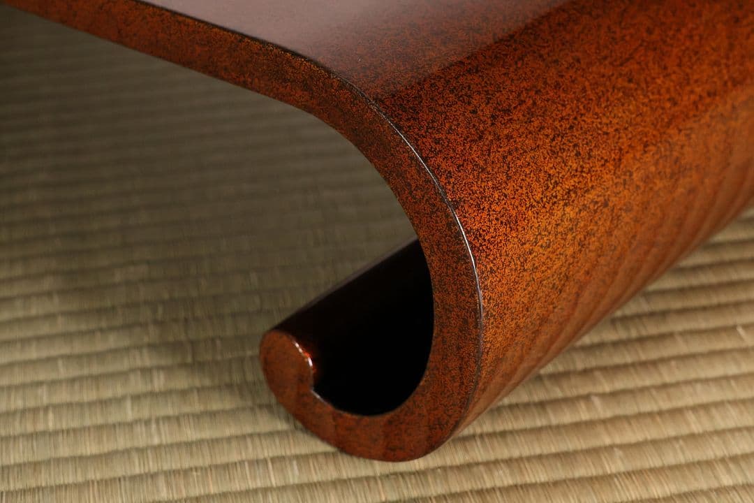 漆芸 梨地 砂子 巻足 平卓 花台 53.8cm 木製 大正昭和【MA736】