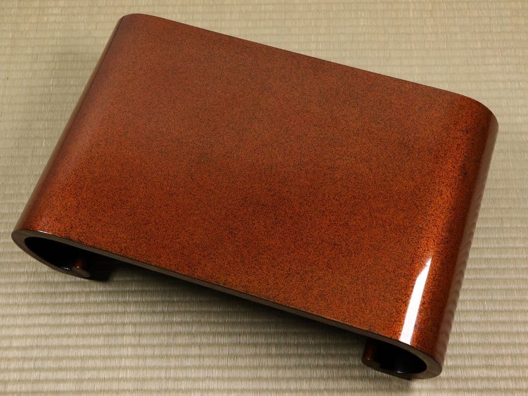 漆芸 梨地 砂子 巻足 平卓 花台 53.8cm 木製 大正昭和【MA736】