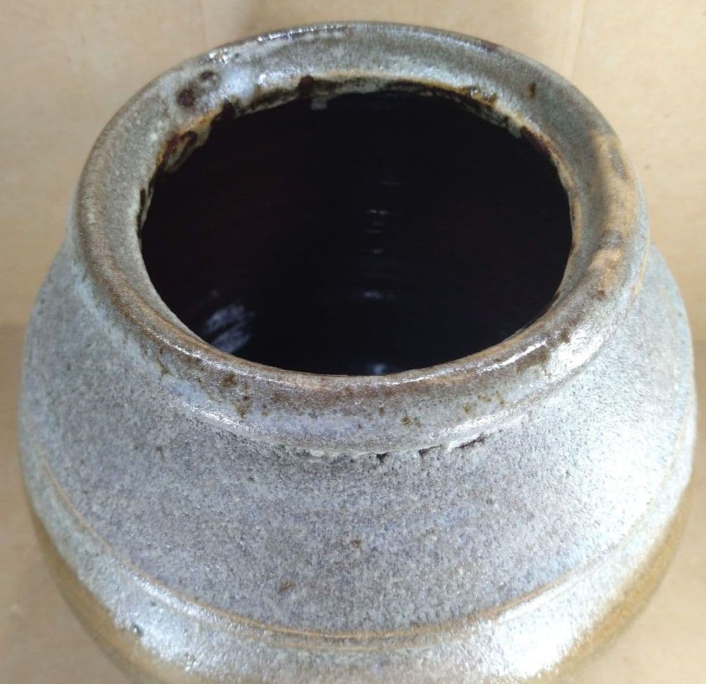 人間国宝 濱田庄司(浜田庄司) 掛分肩紐花瓶【濱田友緒識箱】益子焼 誂え桐箱